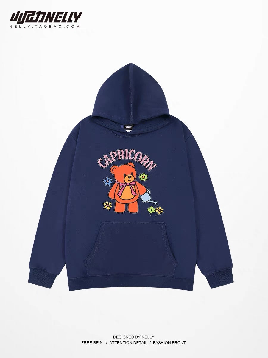 Trendy brand loose hooded sweatshirt for men in autumn and winter 2023 new oversize top hoodie national trend bear jacket