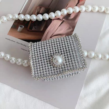 Pearl waist chain women's French decorative dress suit chain rhinestone waist bag student versatile fashionable temperament belt