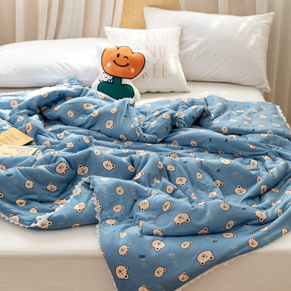 Class A soybean fiber knitted cotton summer cool quilt machine washable summer children's thin quilt spring and autumn summer air conditioning quilt