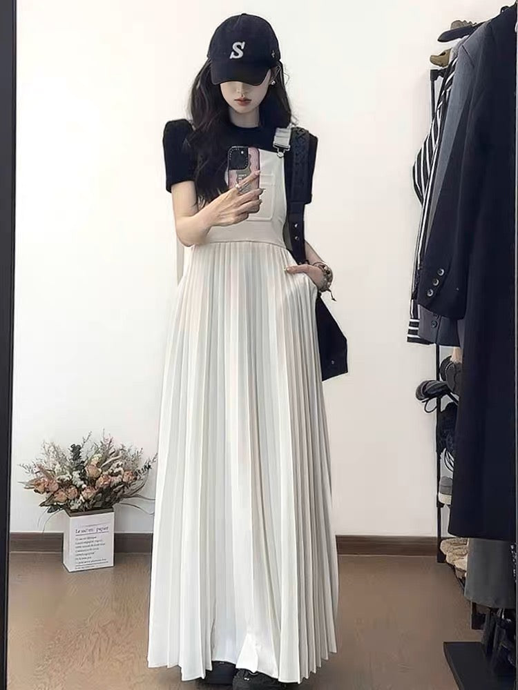 2023 new summer white fashion suspender dress two-piece suit, chic and high-end small fragrance women's clothing