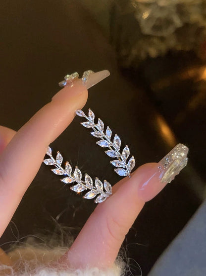 Light luxury wheat ears full of diamonds one-piece ear row exquisite earrings niche design high-end earrings women's unique earrings