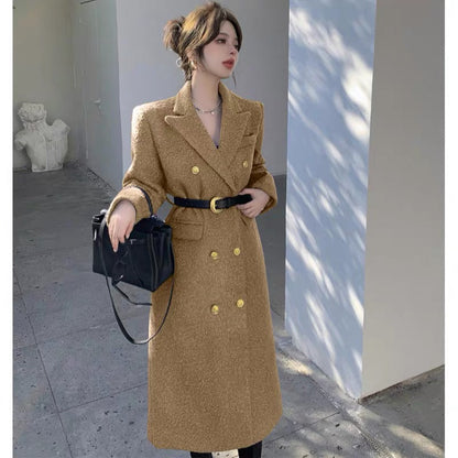 British style high-end goddess style Korean style woolen coat mid-length foreign style early spring and autumn 2023 new style (B9995)