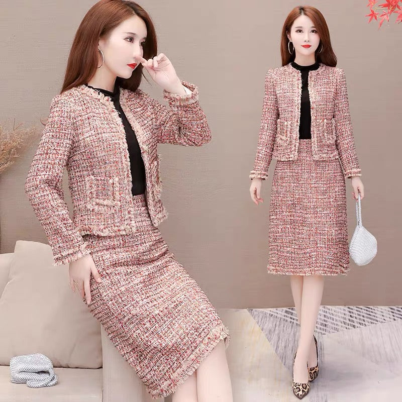 Xiaoxiangfeng suit dress autumn women 2023 new popular fashion high-end brand senior long-sleeved two-piece winter set (S0410)