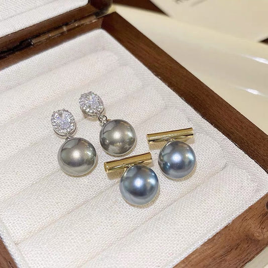 Silver needle French retro zircon pearl earrings light luxury temperament versatile earrings personalized fashion high-end earrings