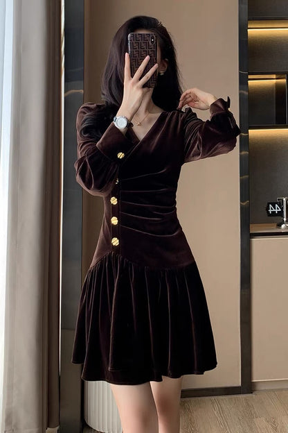 Spring 2023 new Christmas women's skirt French style velvet dress women's autumn and winter inner skirt