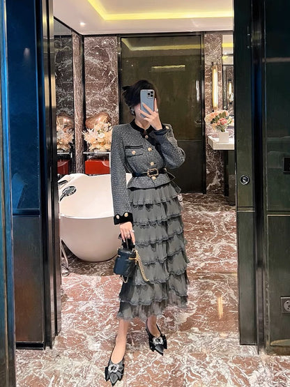 BETTER LS 2023 new autumn and winter new ladylike temperament small fragrance suit women's short coat skirt two-piece set (S0889)