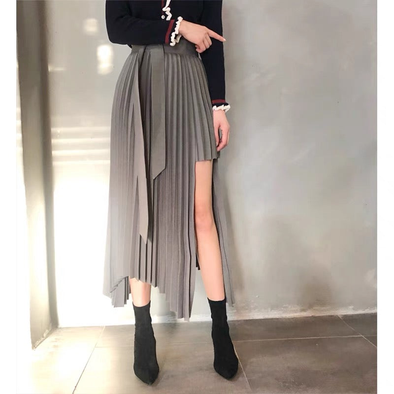 2023 Hong Kong style retro high waist temperament ins super popular a line spring new pleated half skirt for women in spring and summer T3485