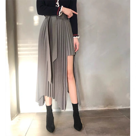 2023 Hong Kong style retro high waist temperament ins super popular a line spring new pleated half skirt for women in spring and summer T3485