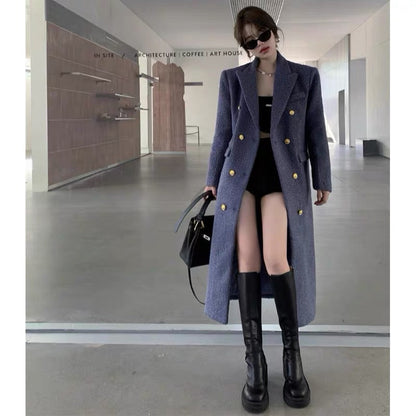 British style high-end goddess style Korean style woolen coat mid-length foreign style early spring and autumn 2023 new style (B9995)