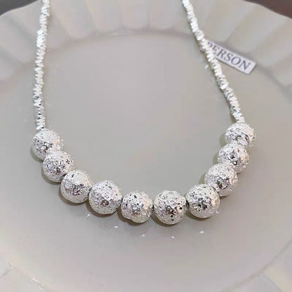 Fashionable and simple ins style round bead broken silver necklace personalized versatile clavicle chain internet celebrity light luxury high-end necklace for women