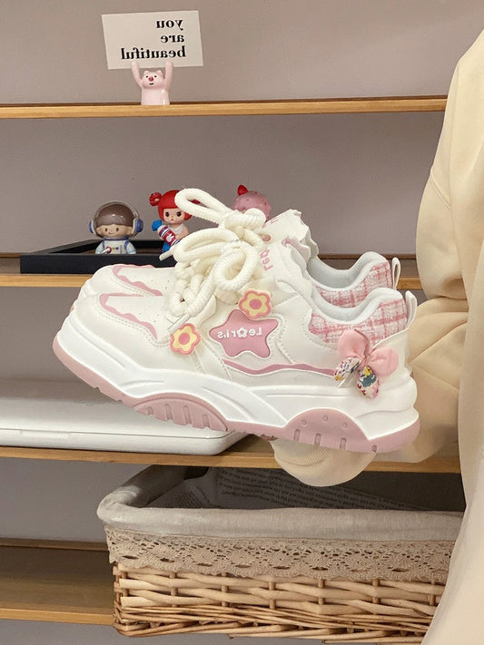 Sweet dad shoes white shoes for women 2023 autumn new design all-match sneakers trendy wear women's shoes 2024