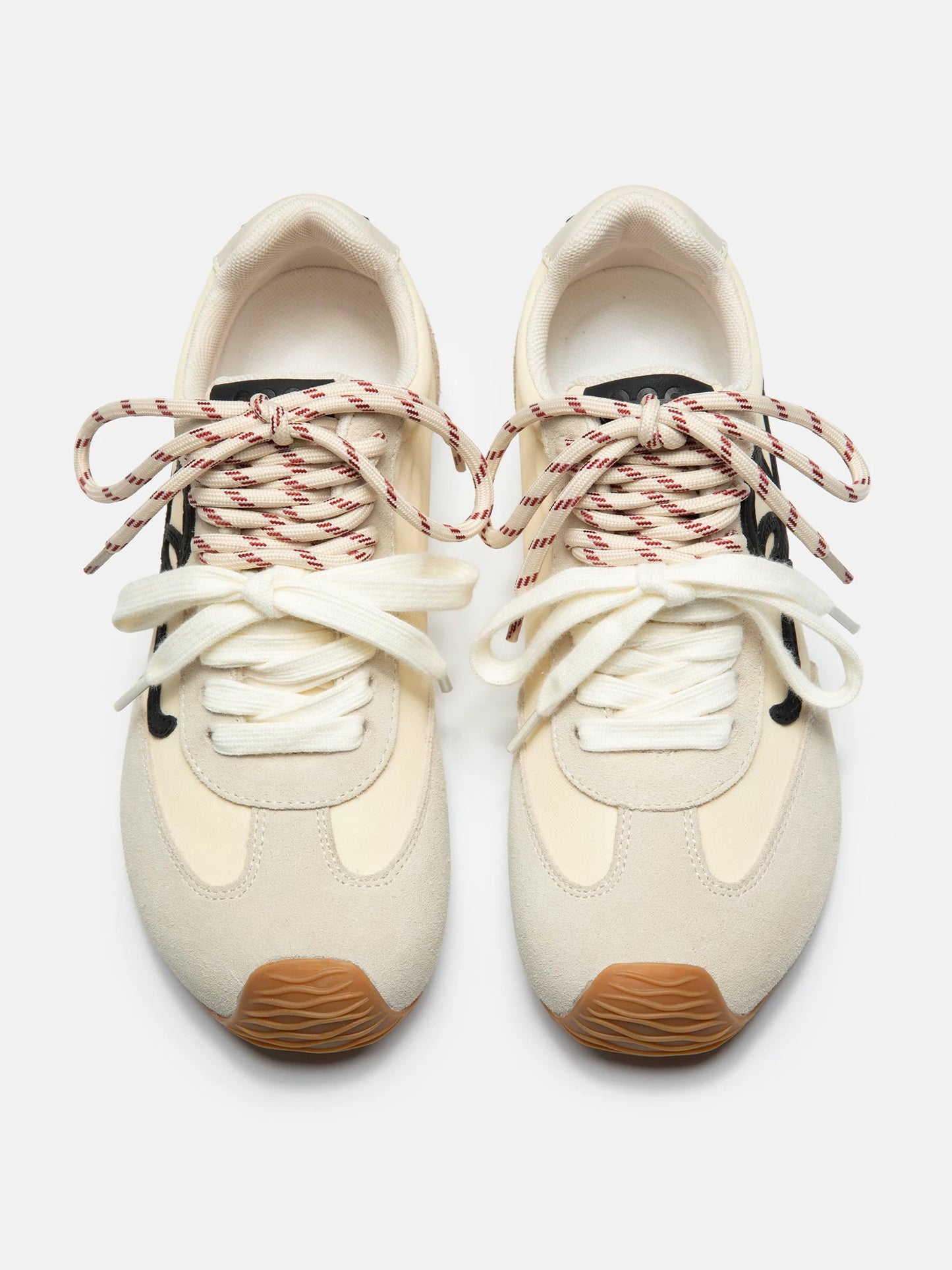 Sen Guoguo Thin Sole Series/Beige Dexun Shoes Women's 2025 Spring New Sports Leisure Flat-soled Forrest Gump Shoes