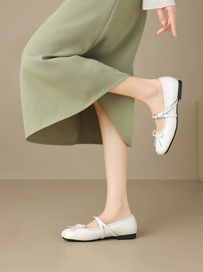 Augustin silver ballet shoes for women 2025 new summer wear Mary Jane with skirt small leather sandals