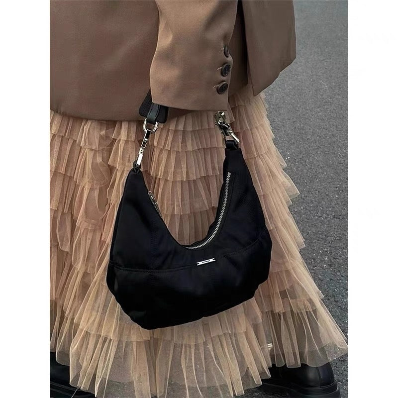 Bag women's summer 2023 new style this year's popular small bag high-quality retro black dark cloud nylon portable armpit bag