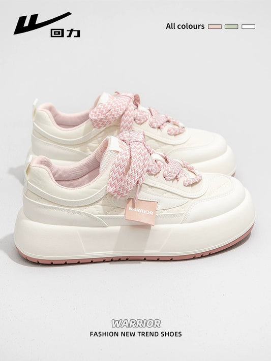 Pull back white shoes for women 2024 spring new student ins versatile thick-soled niche shoes casual sports bread shoes