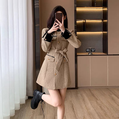 French style small fragrance high-end exquisite dress for women in autumn, small waist, slimming, western style and age-reducing temperament skirt