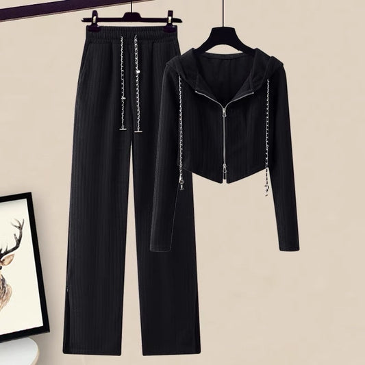Autumn women's new style spring and autumn small casual sports suit women's autumn clothing with pure desire short sweatshirt pants autumn