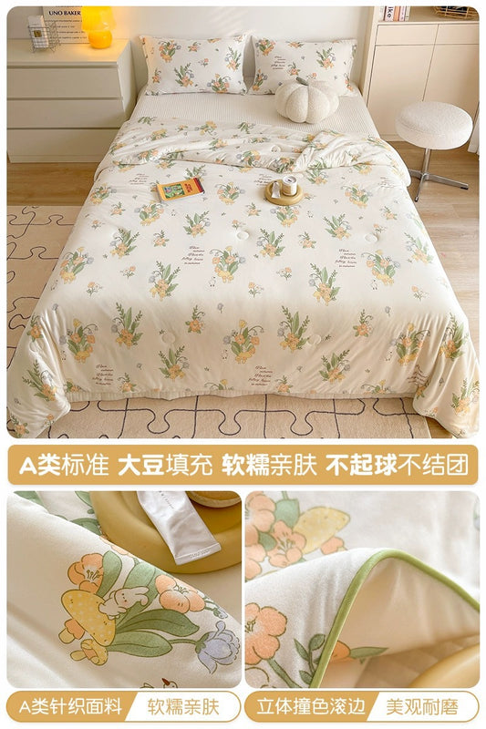 Class A soybean fiber knitted cotton summer cool quilt machine washable summer children's thin quilt spring and autumn summer air conditioning quilt