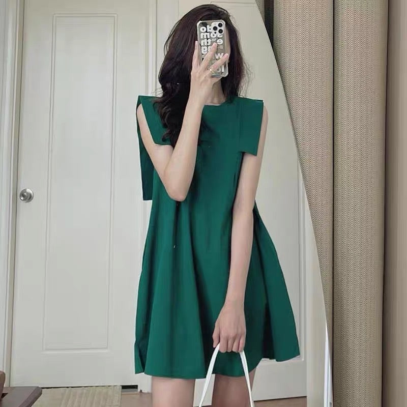 summer dresses stitching designs Korean chic summer minimalism niche round neck stitching design sense Lee Nhi Boutique
