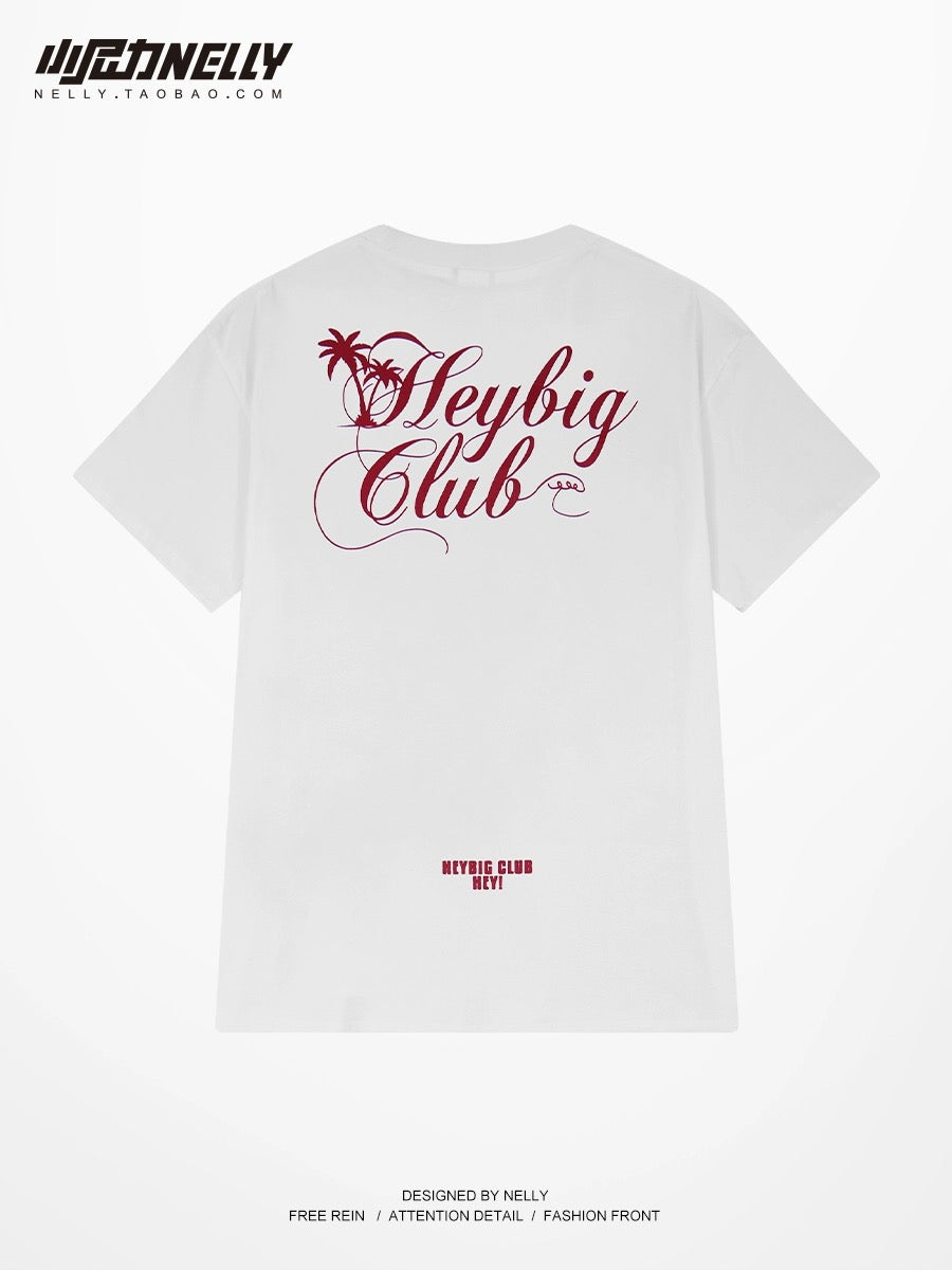 American letter print round neck short-sleeved T-shirt for men and women 2024 new trend summer casual all-match loose tops