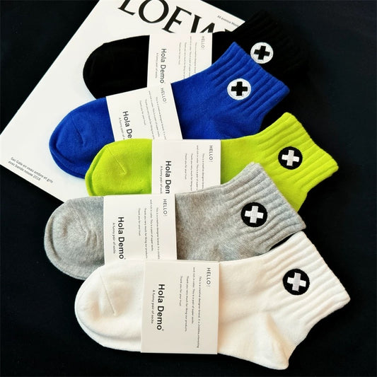Men's short socks pure cotton summer thin pure white socks men sweat-absorbent deodorant cotton socks trendy ins boys sports socks