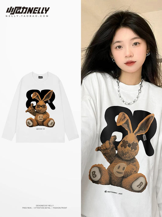 American cartoon cat print round neck short sleeve men and women summer 2025 couple pure cotton t-shirt half sleeve bottoming shirt trend