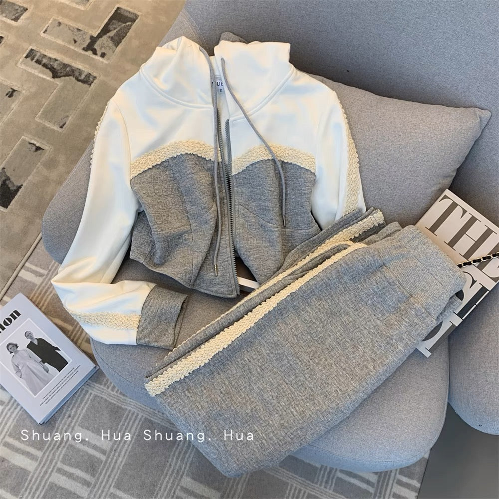 MUEL◆Women's sweatshirt suit autumn 2023 new casual fashion, foreign style, fashionable temperament, slimming two-piece set