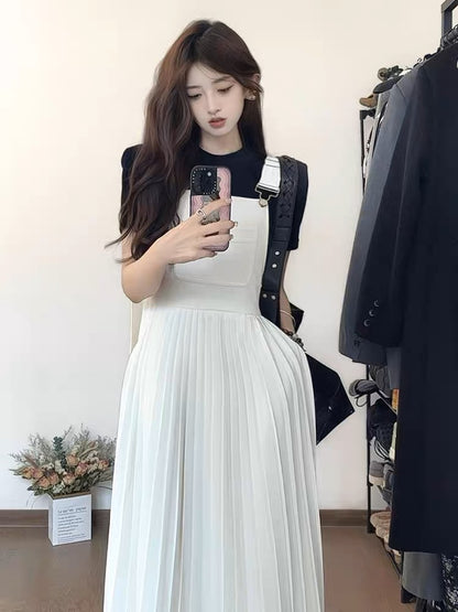 2023 new summer white fashion suspender dress two-piece suit, chic and high-end small fragrance women's clothing