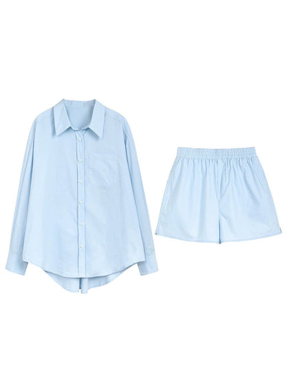 famouswang2023 summer new all-match commuter holiday wind Ruth shirt two-piece suit female