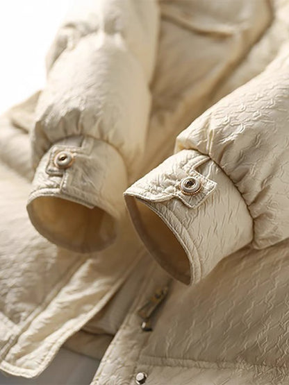いCommuting ageless small fragrant stand-up collar drawstring waist contrast pocket 90 white duck down down jacket women's winter jacket
