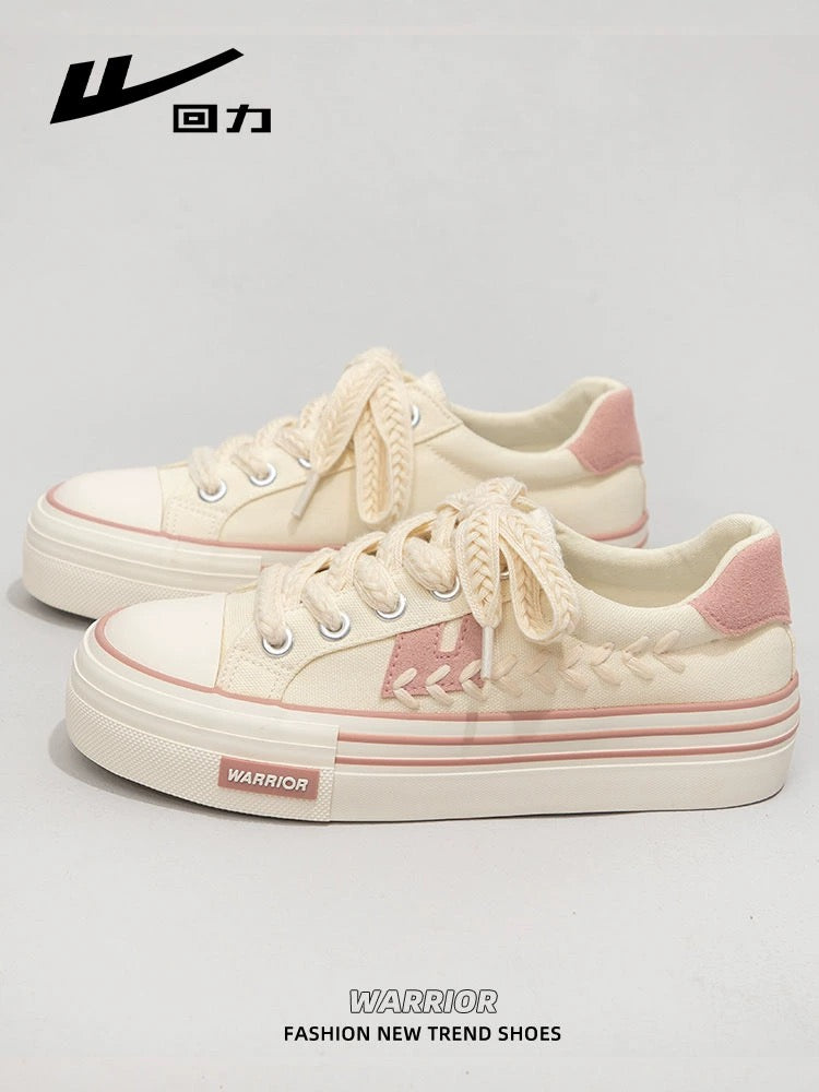 Pull back women's shoes canvas shoes women's 2024 new versatile thick-soled spring white shoes student sports and leisure board shoes