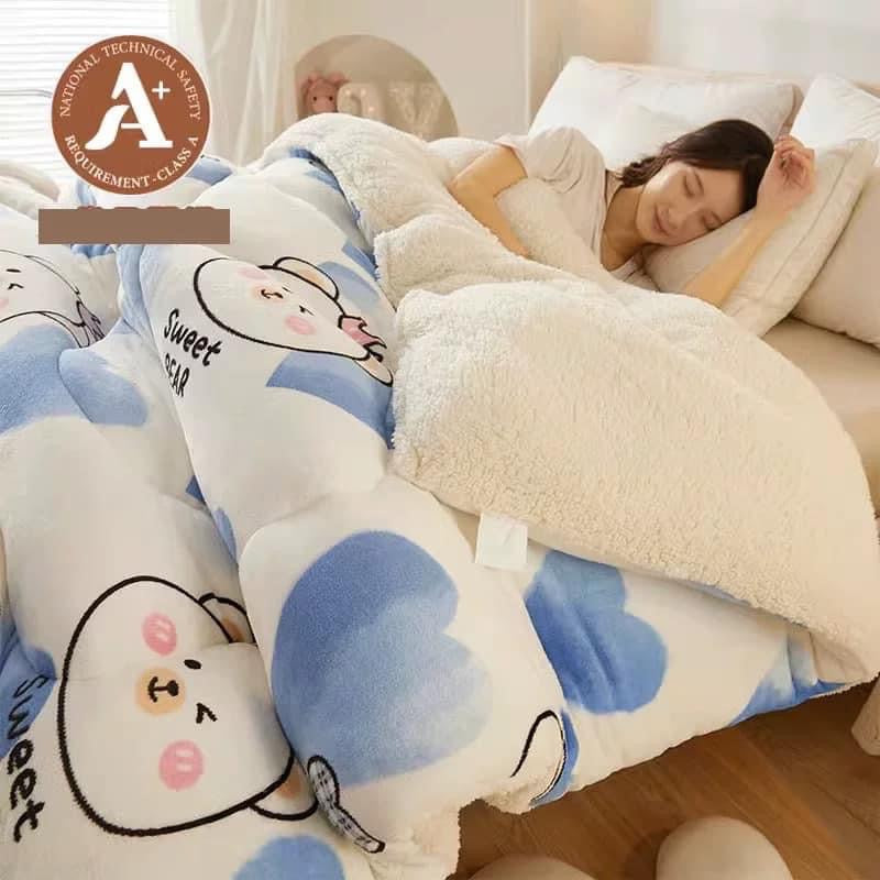 Coral fleece blanket lamb fleece quilt thickened winter single student dormitory milk flannel blanket bed