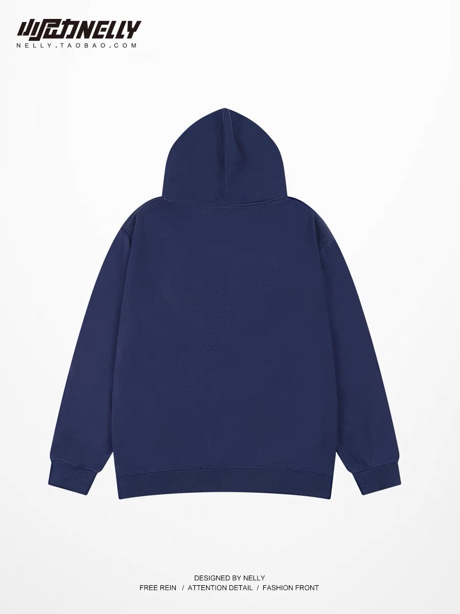 Trendy brand loose hooded sweatshirt for men in autumn and winter 2023 new oversize top hoodie national trend bear jacket
