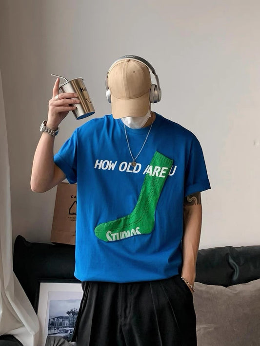 Xu Tailang's design niche short-sleeved T-shirt men's American high street hiphop European and American vibe trendy half-sleeve