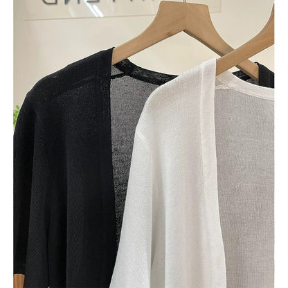 Small shawl coat for summer with suspender skirt and cardigan, short-sleeved ladies' thin waistcoat, versatile top