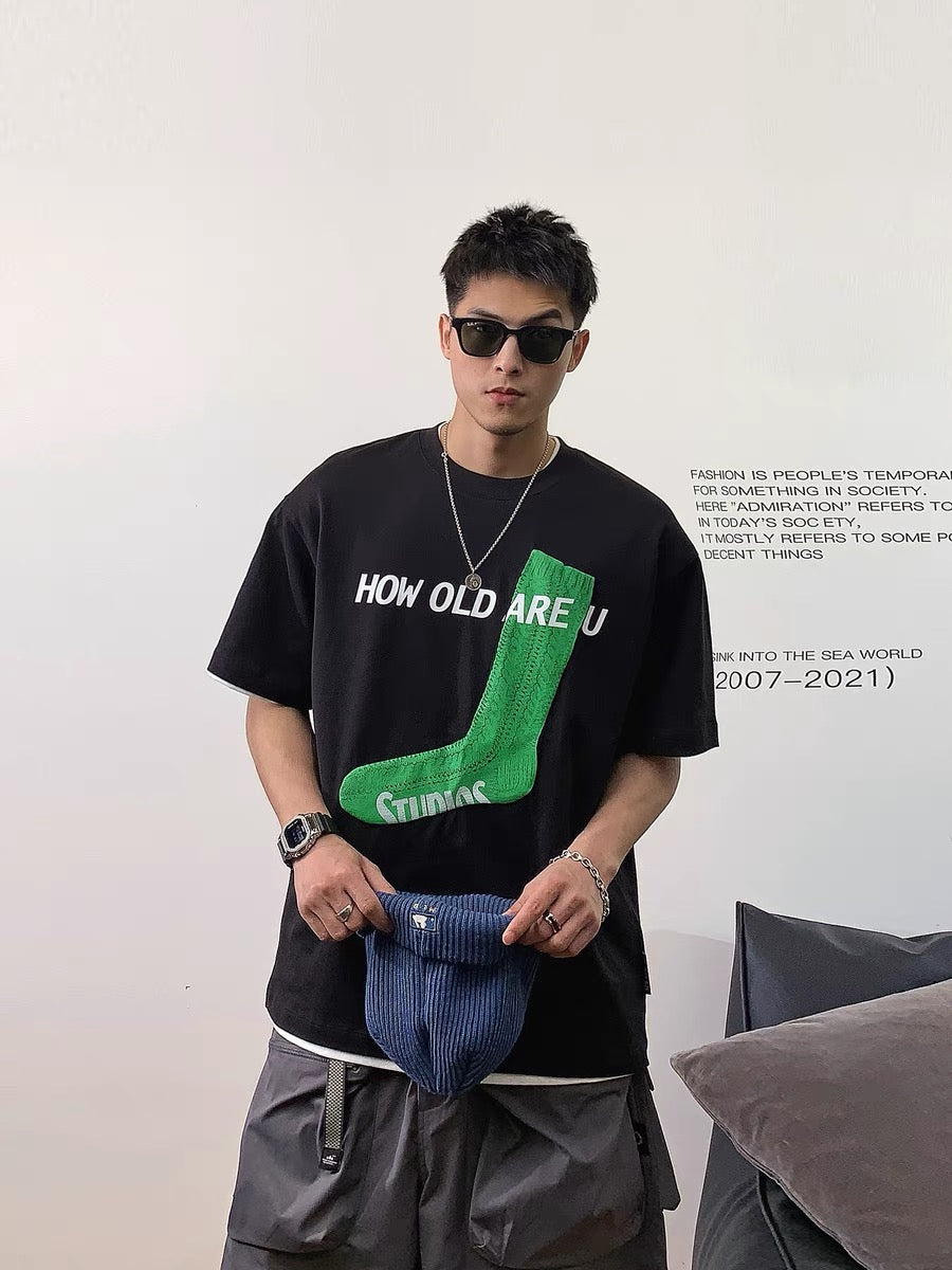 Xu Tailang's design niche short-sleeved T-shirt men's American high street hiphop European and American vibe trendy half-sleeve