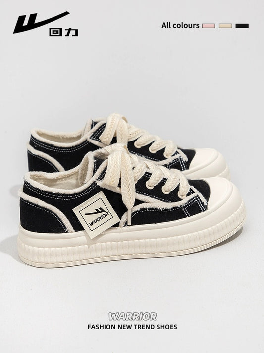 Pull back women's shoes canvas shoes for women 2024 spring new versatile white shoes thick-soled casual sports sneakers for women