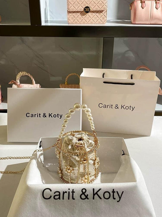 Carit Koty high-end rhinestone cylinder bag 2023 new French niche pearl chain bag popular model for women
