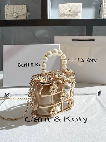 Carit Koty French niche bag 2023 new pearl portable box bag high-end dinner cosmetic bag