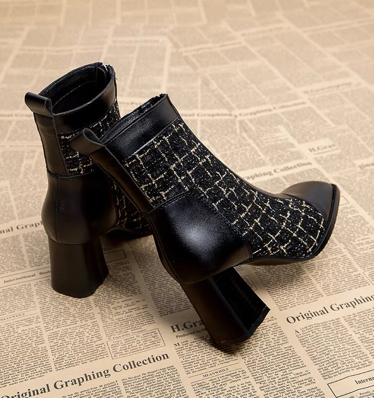 High-heeled short boots for women 2023 autumn and winter new women's boots versatile thin medium heel thick heel Martin boots single boots British style