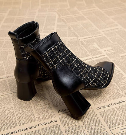 High-heeled short boots for women 2023 autumn and winter new women's boots versatile thin medium heel thick heel Martin boots single boots British style