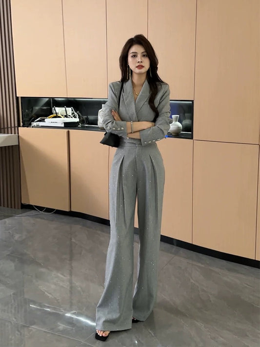 Da Tingting autumn and winter fashionable light luxury starry sky slim design casual suit DT0709