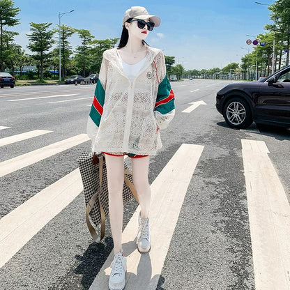 European street sun protection clothing casual fashion suit for women summer 2023 new style fashionable shorts sports two-piece set