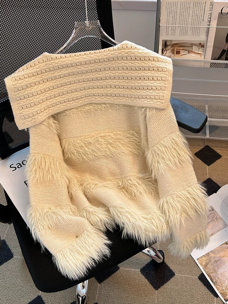 High-end, unique, soft and waxy thickened lapel sweater knitted cardigan outer top for women in autumn and winter