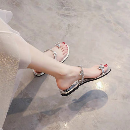 French evening style gentle shoes and sandals for women 2023 summer new style Internet celebrity temperament flat sandals for women to wear outside