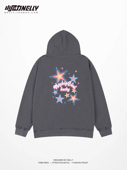 Hooded sweatshirt for boys in spring, autumn and winter American style ins trendy brand long-sleeved hooded T-shirt plus velvet and thickened trendy top clothes