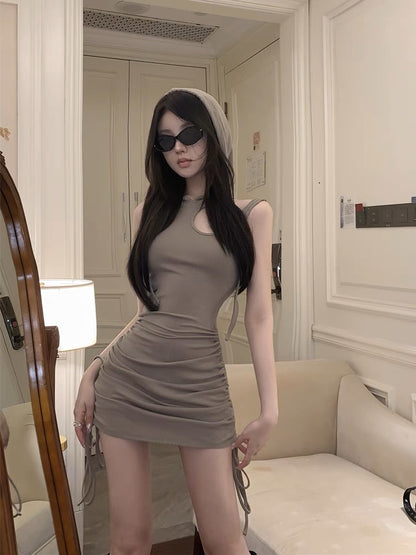 MOXI Functional Wasteland Yu Shuxin's same girly super spicy hooded hollow dress
