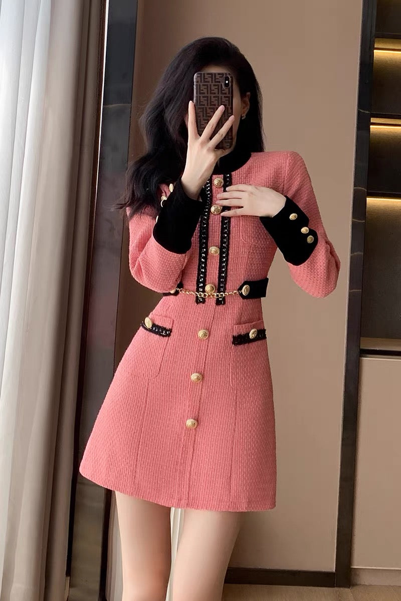 Autumn new women's small fragrant dress, temperament, autumn and winter women's inner skirt with coat, French bottoming skirt