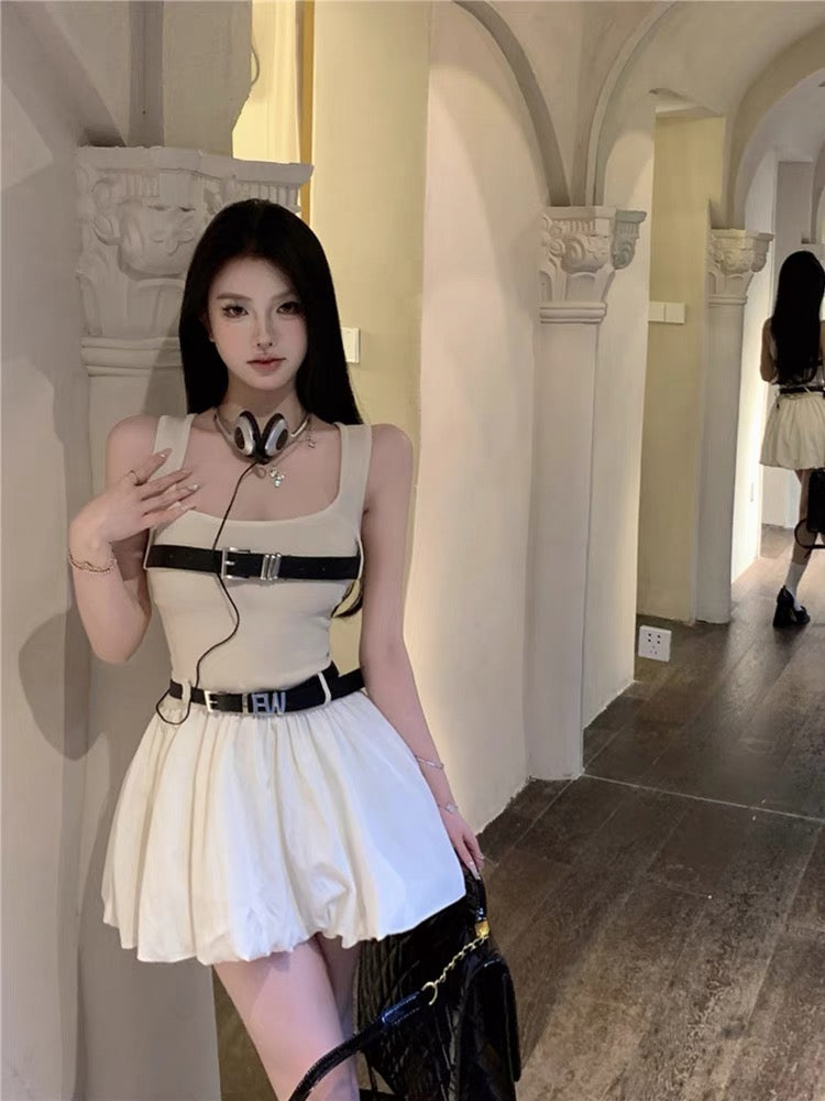 College style sling dress female summer small French bud tutu skirt pure desire pleated tube top vest skirt