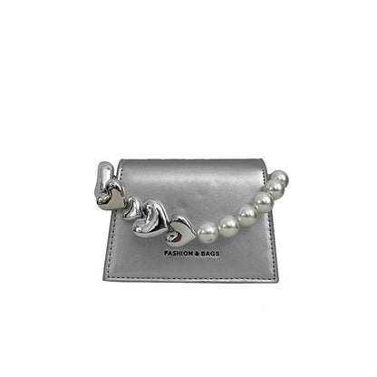 Bag women's summer 2023 new fashion all-match pearl chain mobile phone bag high-grade texture niche Messenger bag small bag